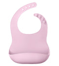 Soft pink Waterproof Baby Bibs featuring a catch-all pocket, adjustable neck for comfort, by PureAura.