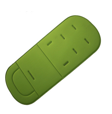 Green Universal Cotton Baby Stroller Cushion and Seat Pad featuring a sleek design and ventilation slots by PureAura.