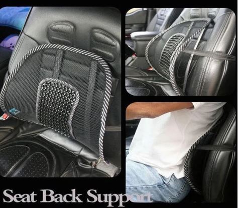 Mesh Car Seat Chair Back Cushion provides ergonomic lumbar support in a car setting by PureAura.