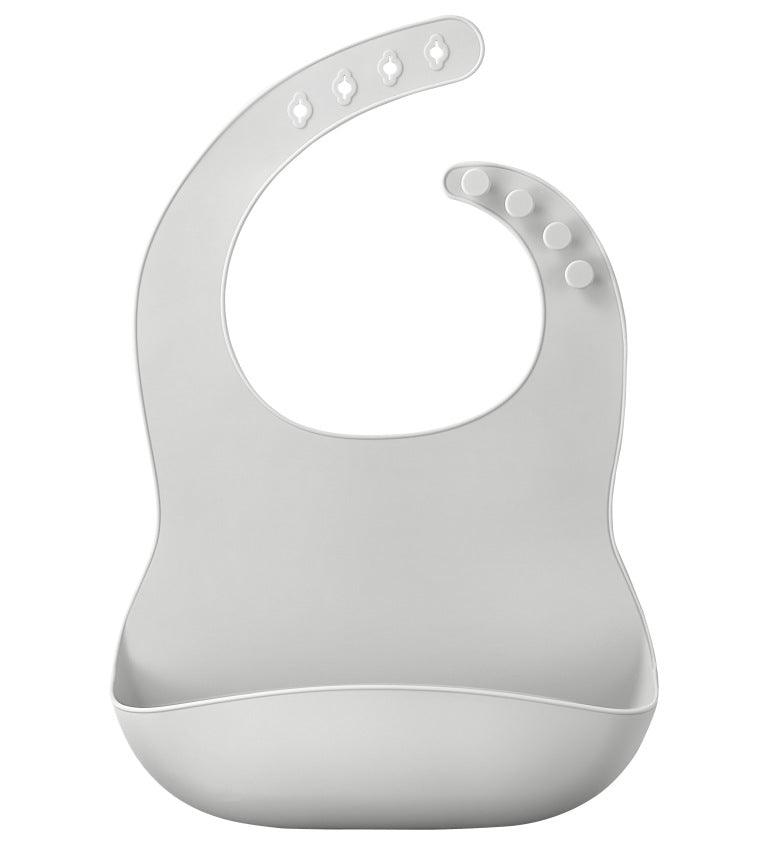 Soft white Waterproof Baby Bibs featuring a unique design and deep pocket for easy cleanup by PureAura.