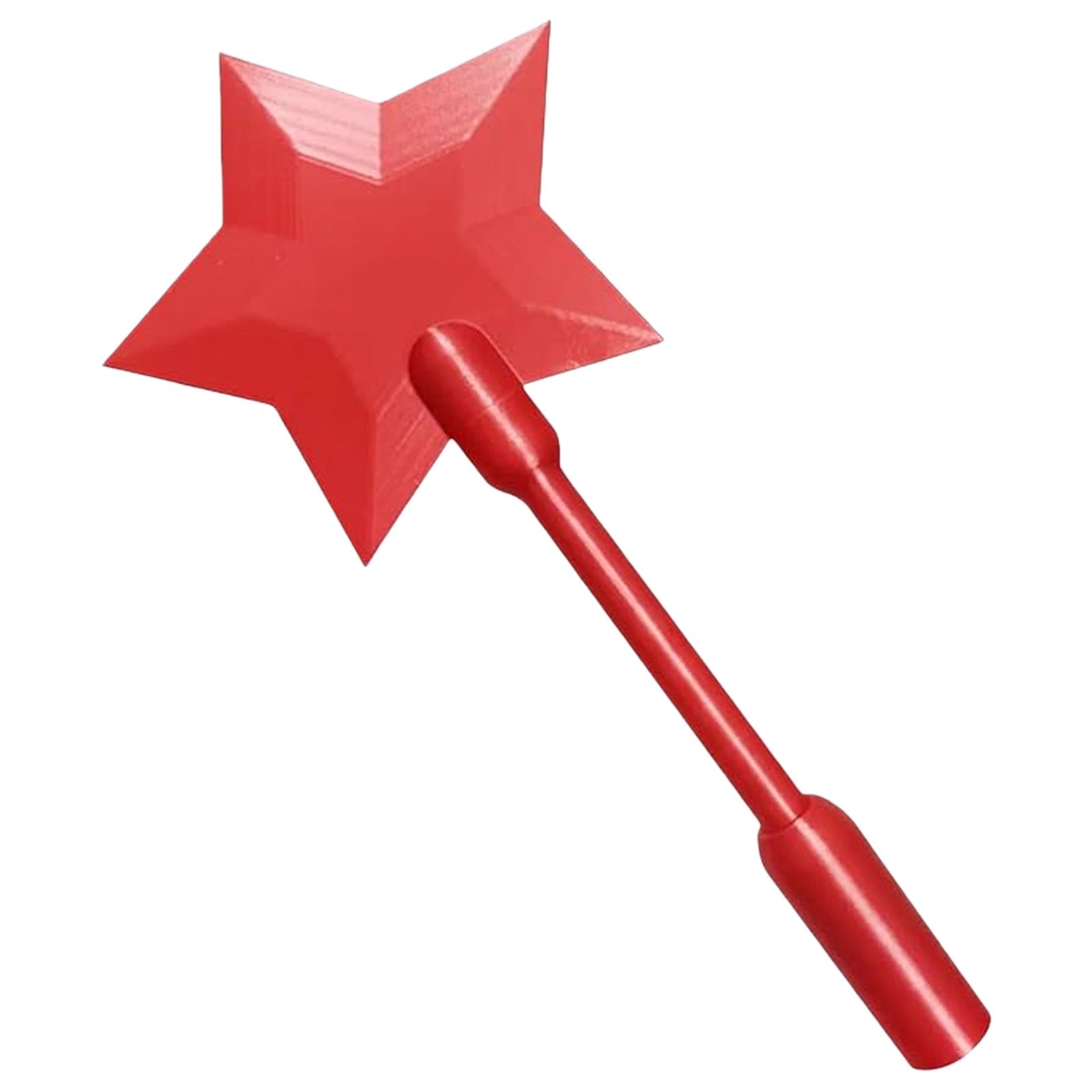 Bright red 3D printed star-shaped Tap To Pay Magic Wand with a smooth handle and playful design by PureAura.
