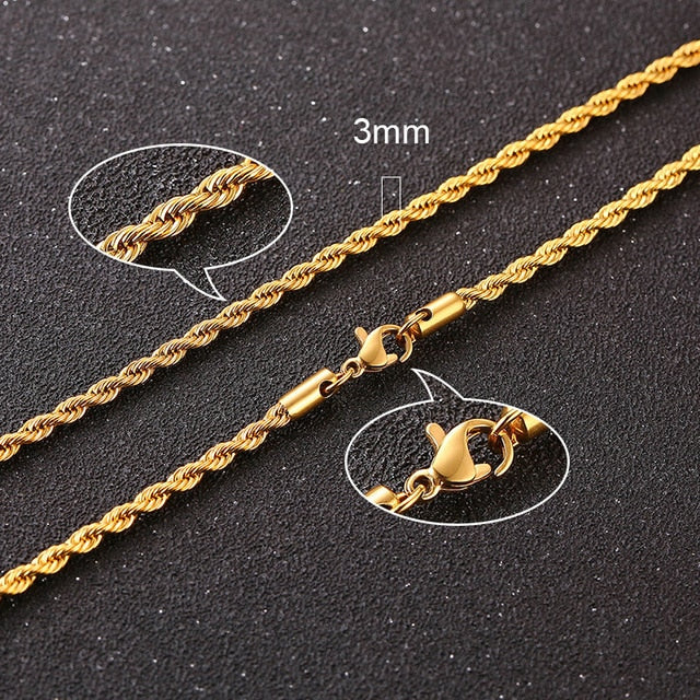 Twisted Rope Figaro Necklace