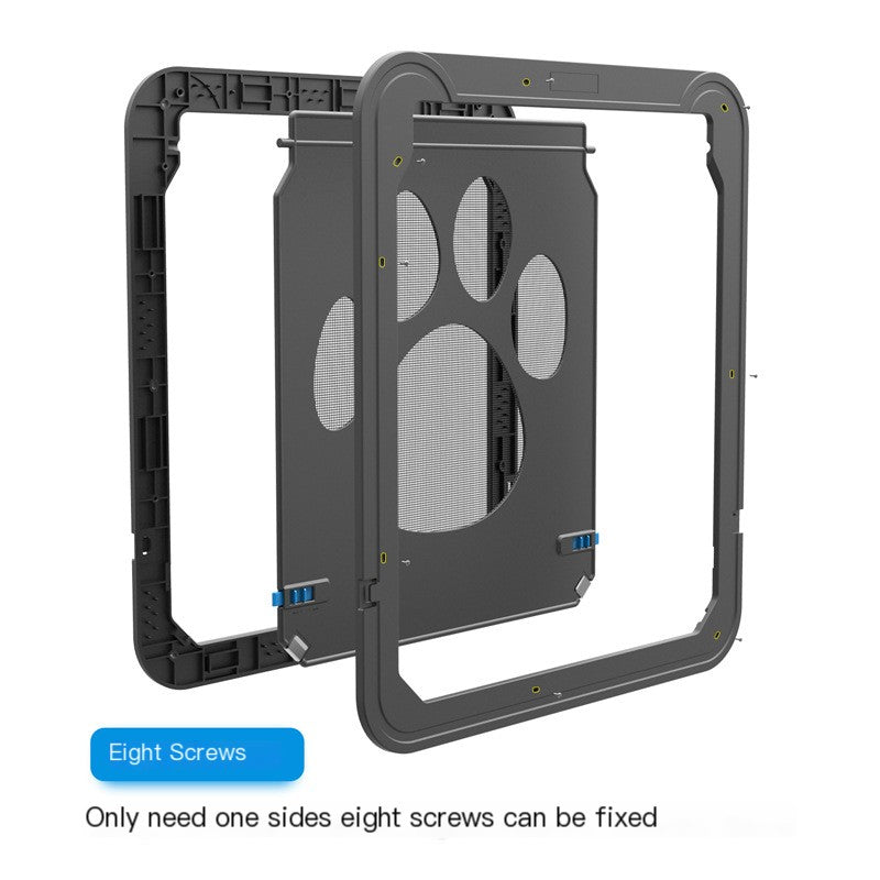 Detailed view of the Creative Pet Door with Scratch-Resistant Design by PureAura showing assembly with eight screws.