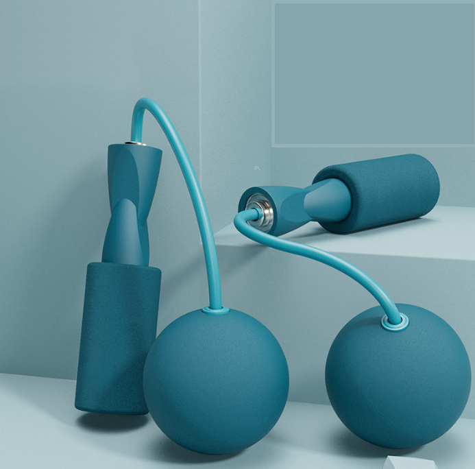 Cordless Dual-use Skipping Rope for Home Fitness features a sleek teal design with unique ball ends by PureAura.