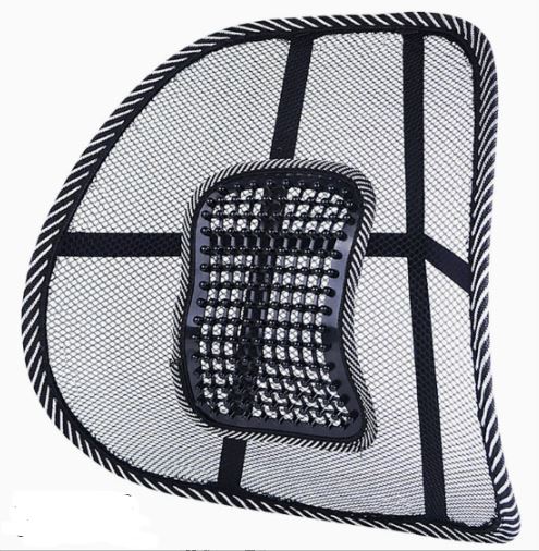 Black mesh Car Seat Chair Back Cushion featuring a contoured support design by PureAura.