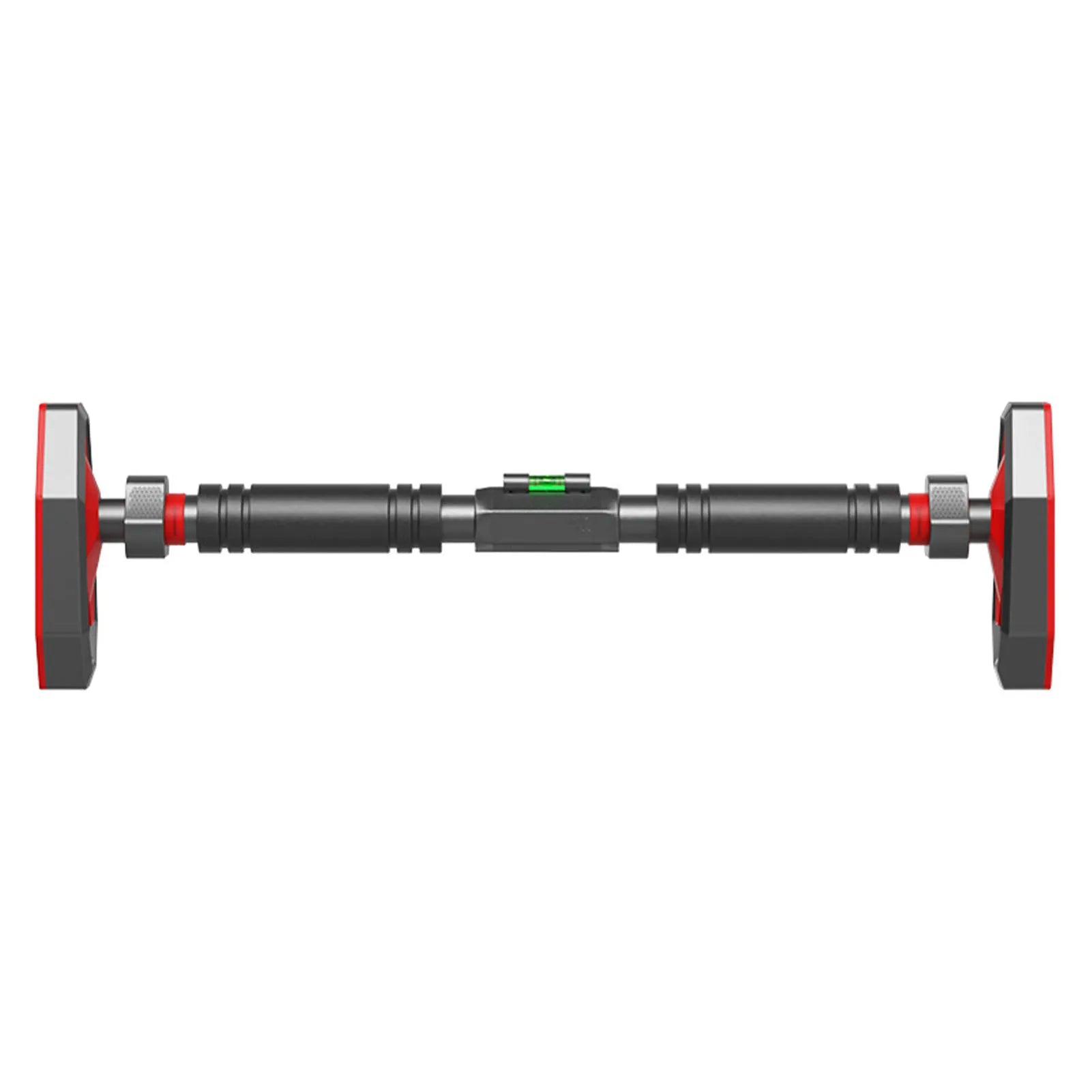 The Adjustable Doorway Pull Up Bar features a sleek black design with red accents, showcasing its sturdy construction by Pure