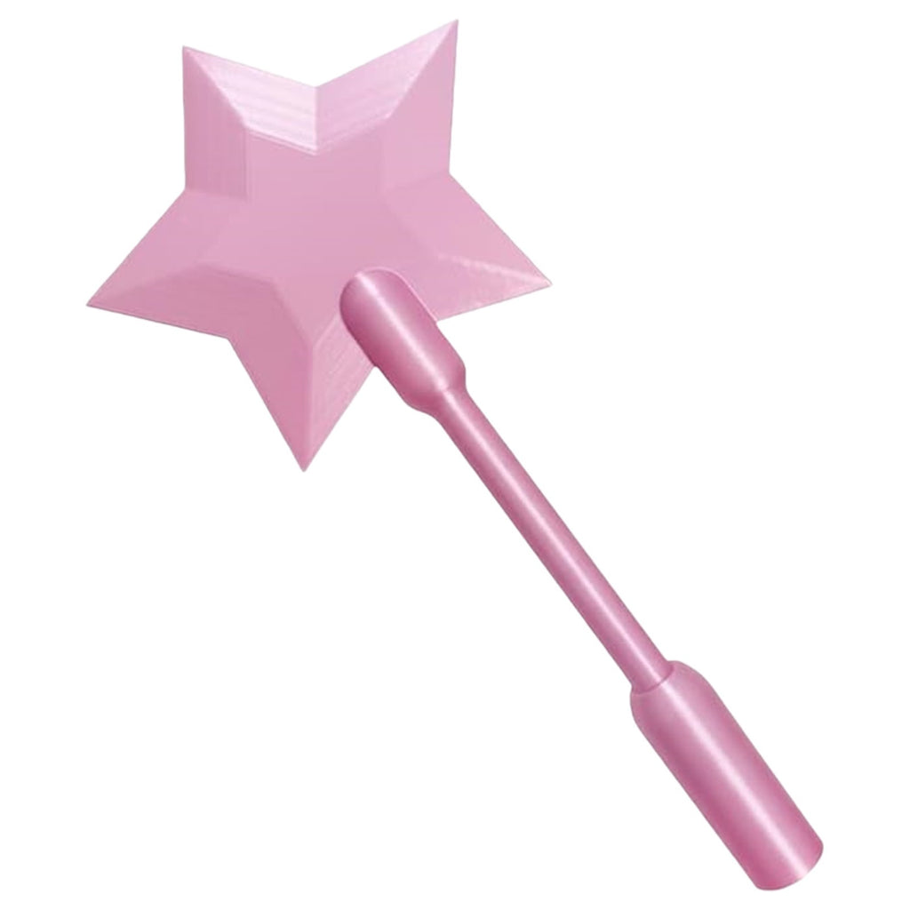Pink 3D printed star-shaped Tap To Pay Magic Wand with a shiny handle, designed by PureAura.