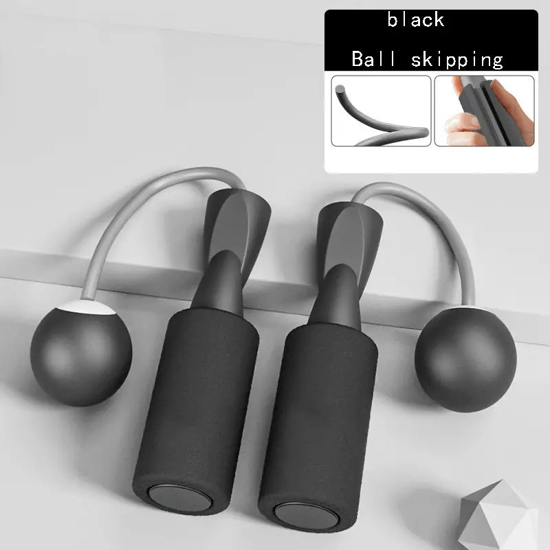 Cordless Dual-use Skipping Rope in sleek black with ergonomic grips, designed for home fitness by PureAura.
