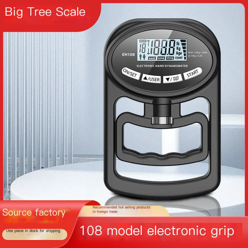 Close-up of the Adjustable Electronic Grip Strength Tester displaying measurements, by PureAura.