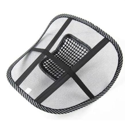 Black mesh Car Seat Chair Back Cushion features a contoured design for support, highlighting its breathable material by PureA