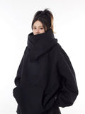 High Collar Fleece Lined Hoodie
