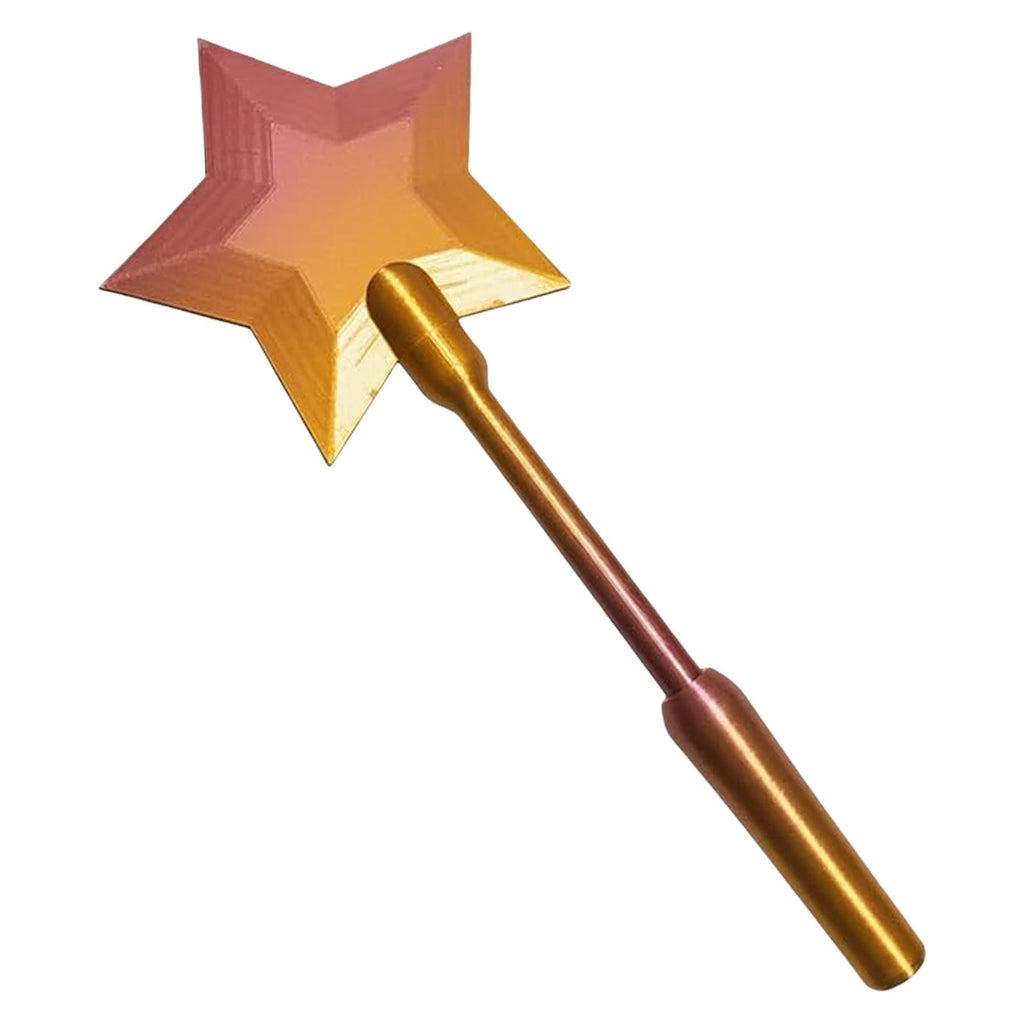 Colorful 3D printed star-shaped Tap To Pay Magic Wand with a metallic finish, featured by PureAura.