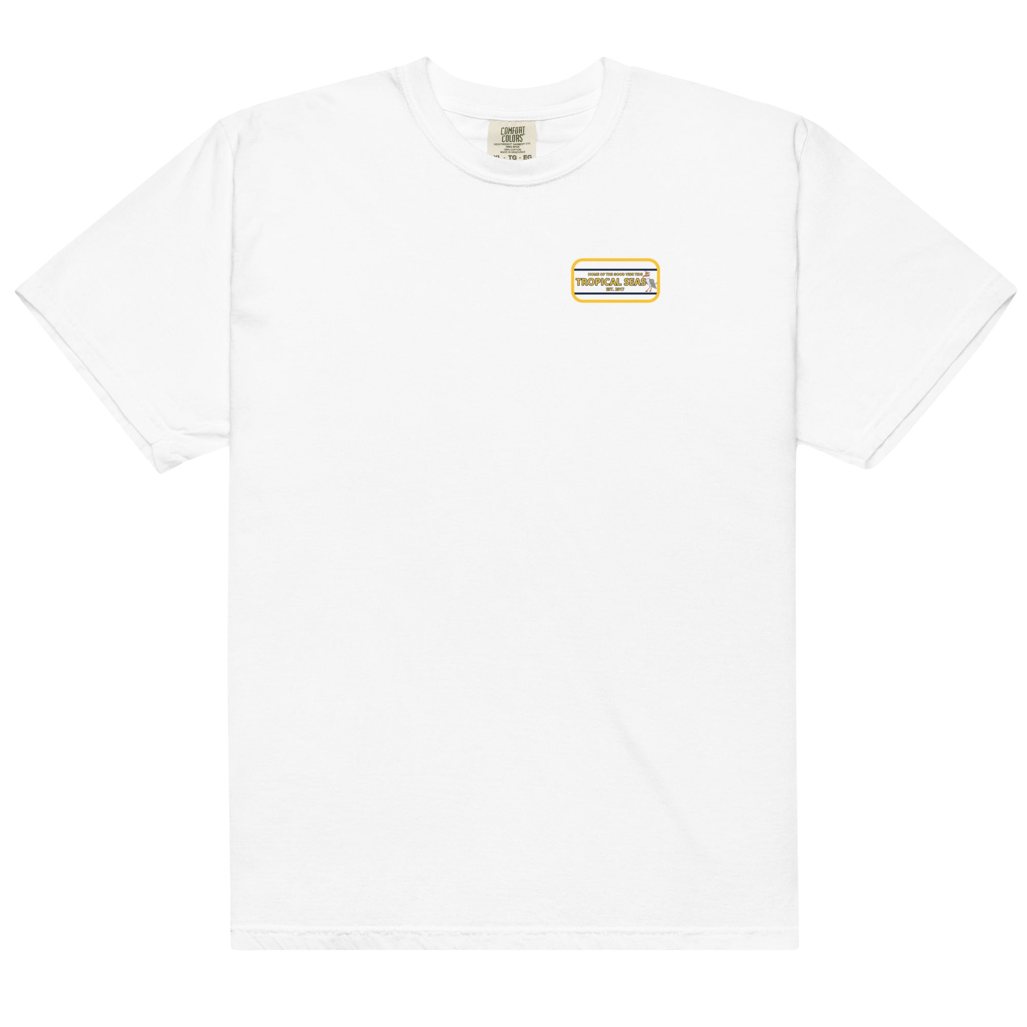 White Men’s High Flying Sailor Heavyweight T-Shirt featuring a colorful graphic, by PureAura.