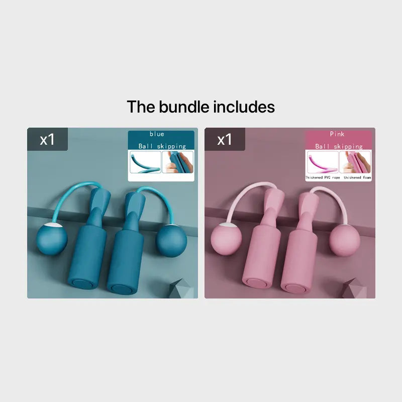 Bundle featuring blue and pink Cordless Dual-use Skipping Rope for Home Fitness by PureAura.