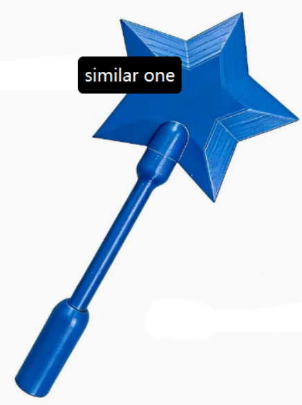 Bright blue 3D Printed Tap To Pay Magic Wand features a star-shaped head and a long handle, designed for interactive use by P