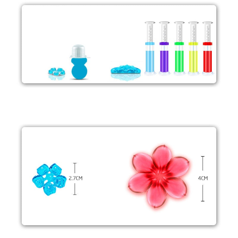 Toilet Cleaning Gel with Floral Scent Deodorizer by PureAura, featuring colorful gels and floral-shaped applicator.