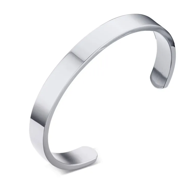 Sleek silver Titanium Steel Men's Bracelet with a minimalist design by PureAura.
