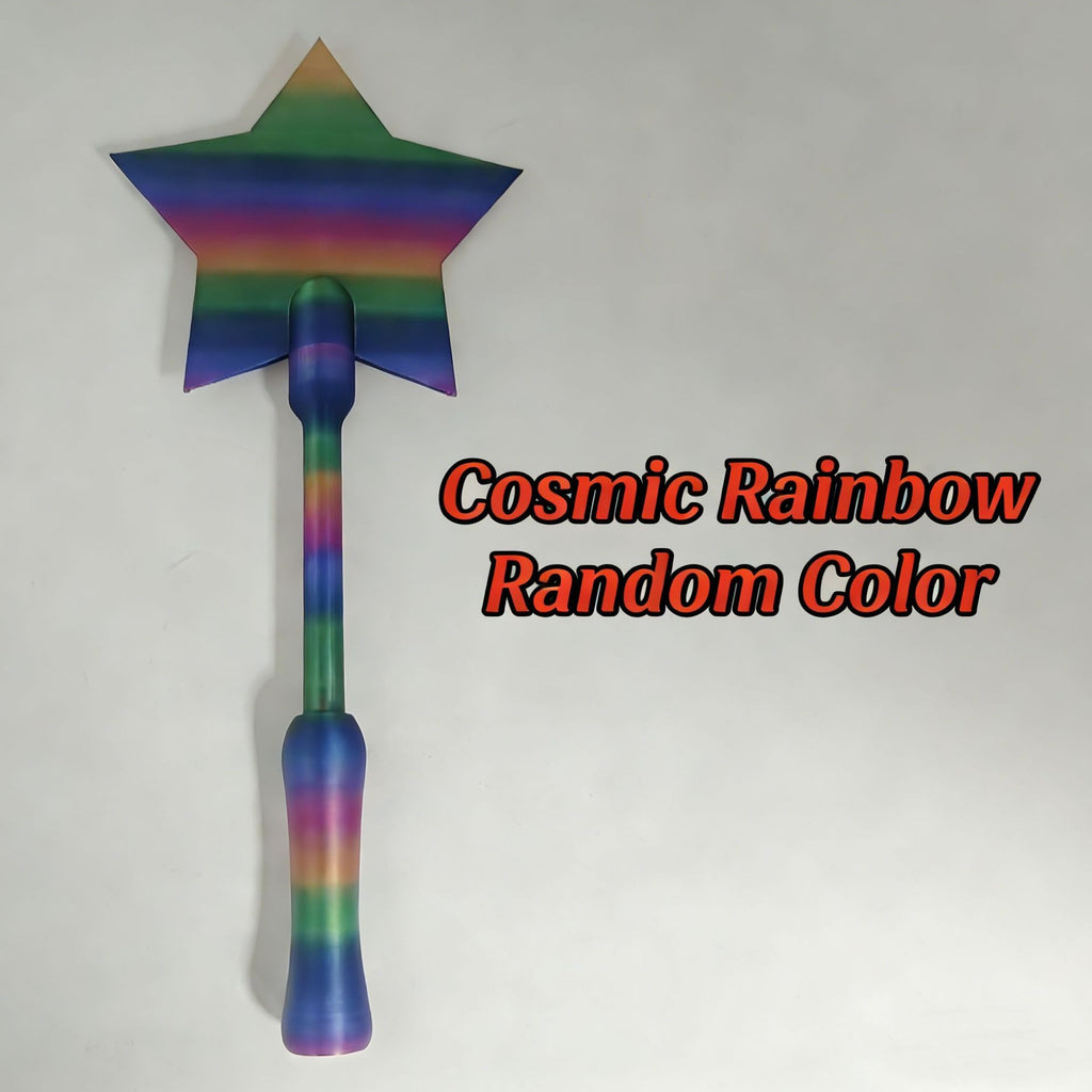 Colorful star-shaped tip on the 3D Printed Tap To Pay Magic Wand, featuring a vibrant rainbow design by PureAura.