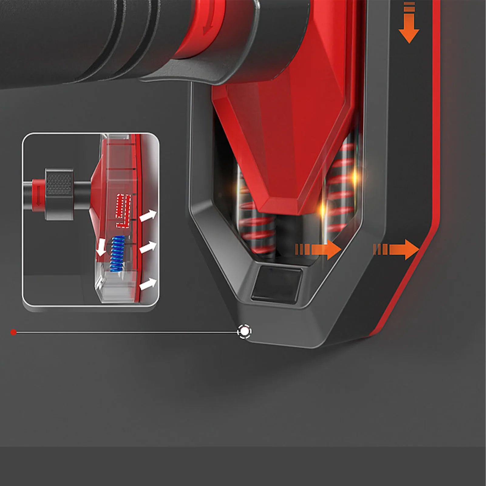 Close-up of the Adjustable Doorway Pull Up Bar by PureAura, highlighting its red and black design and mechanism details.