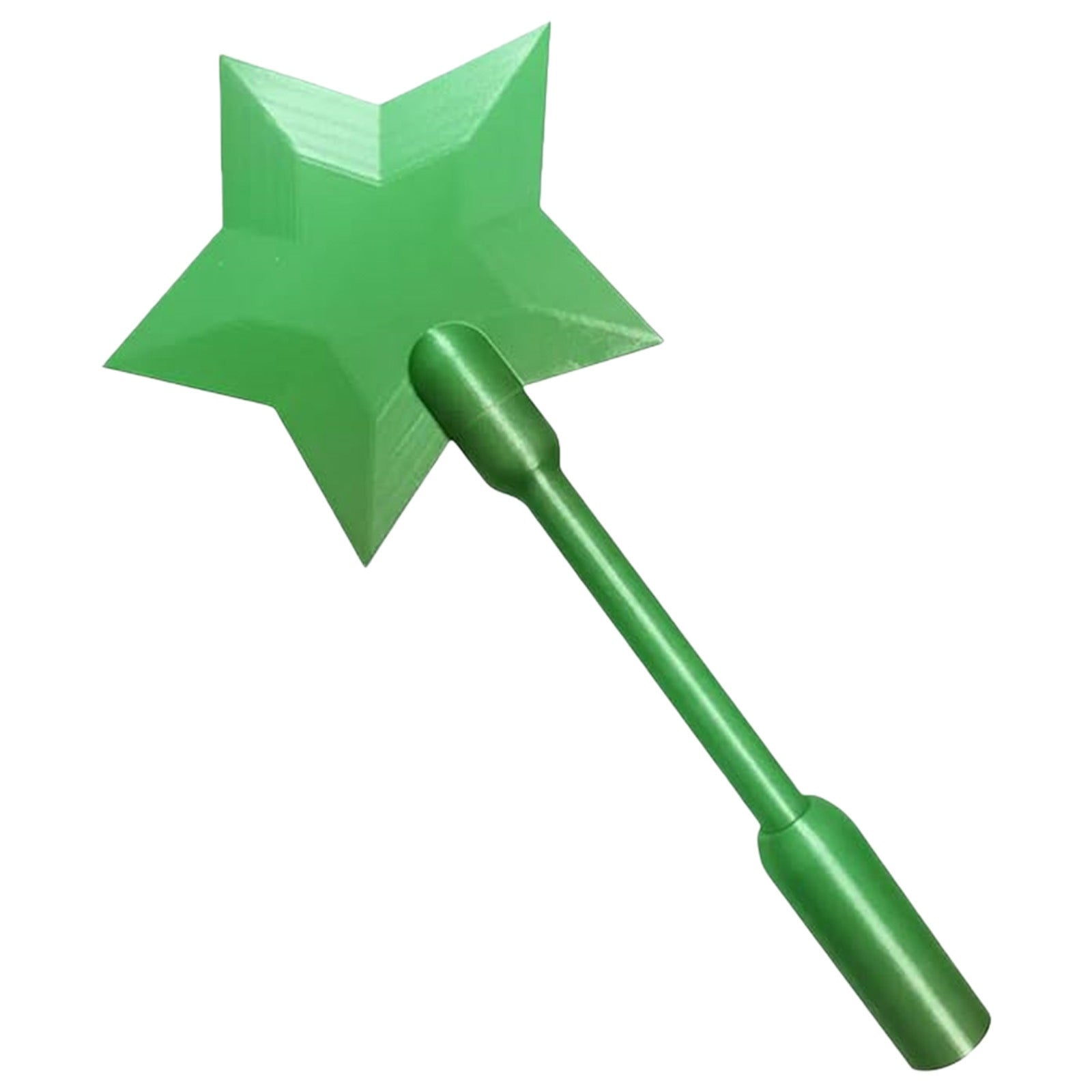 Green 3D printed star-shaped wand with a smooth handle, showcasing the Tap To Pay Magic Wand by PureAura.