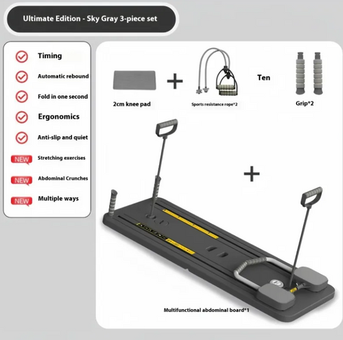 Sky gray Household Abdominal Wheel Fitness Board with accessories showcased, highlighting its multifunctional design by PureA