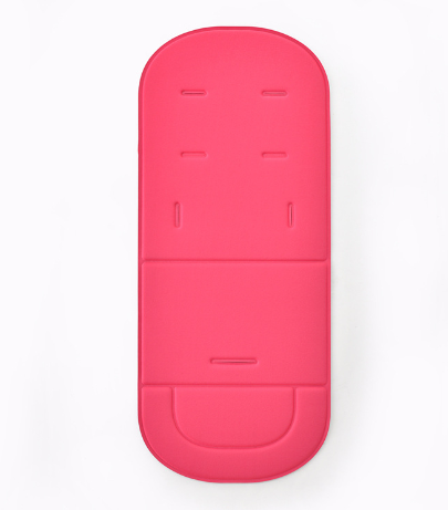 Bright pink Universal Cotton Baby Stroller Cushion and Seat Pad with cutouts for safety straps by PureAura.